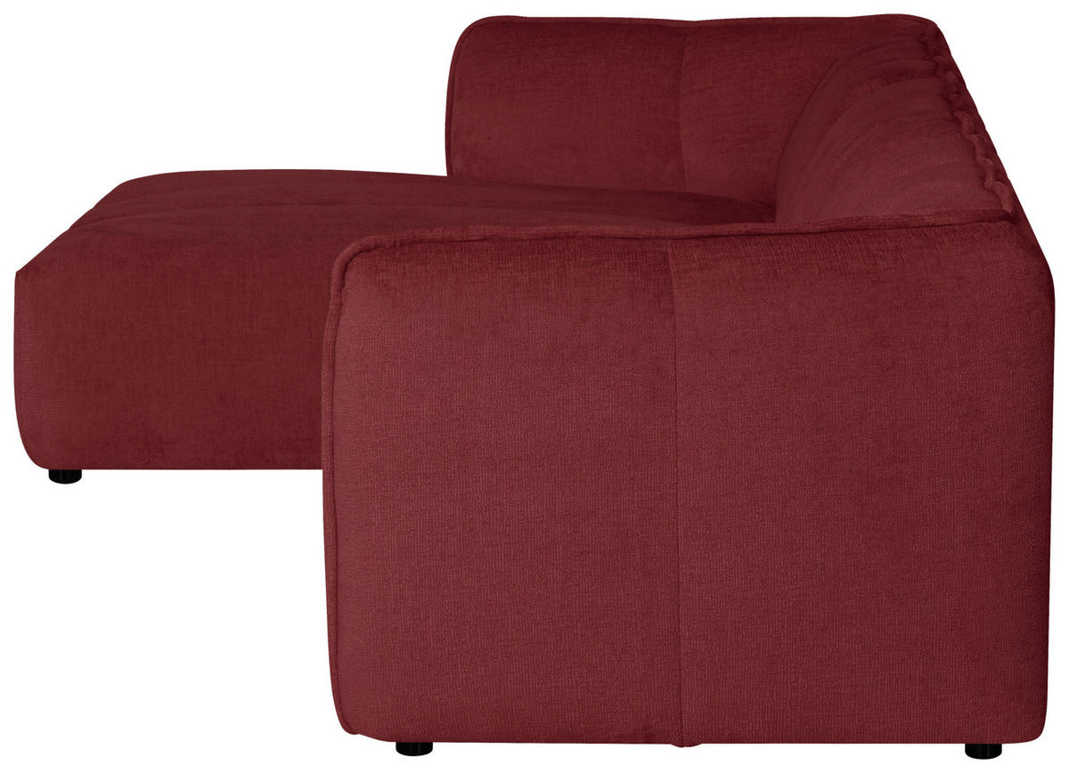 ECKSOFA LIVOLI in Chenille Bordeaux  160/306 cm  - Bordeaux/Schwarz, Design, Textil (160/306cm) - MID.YOU