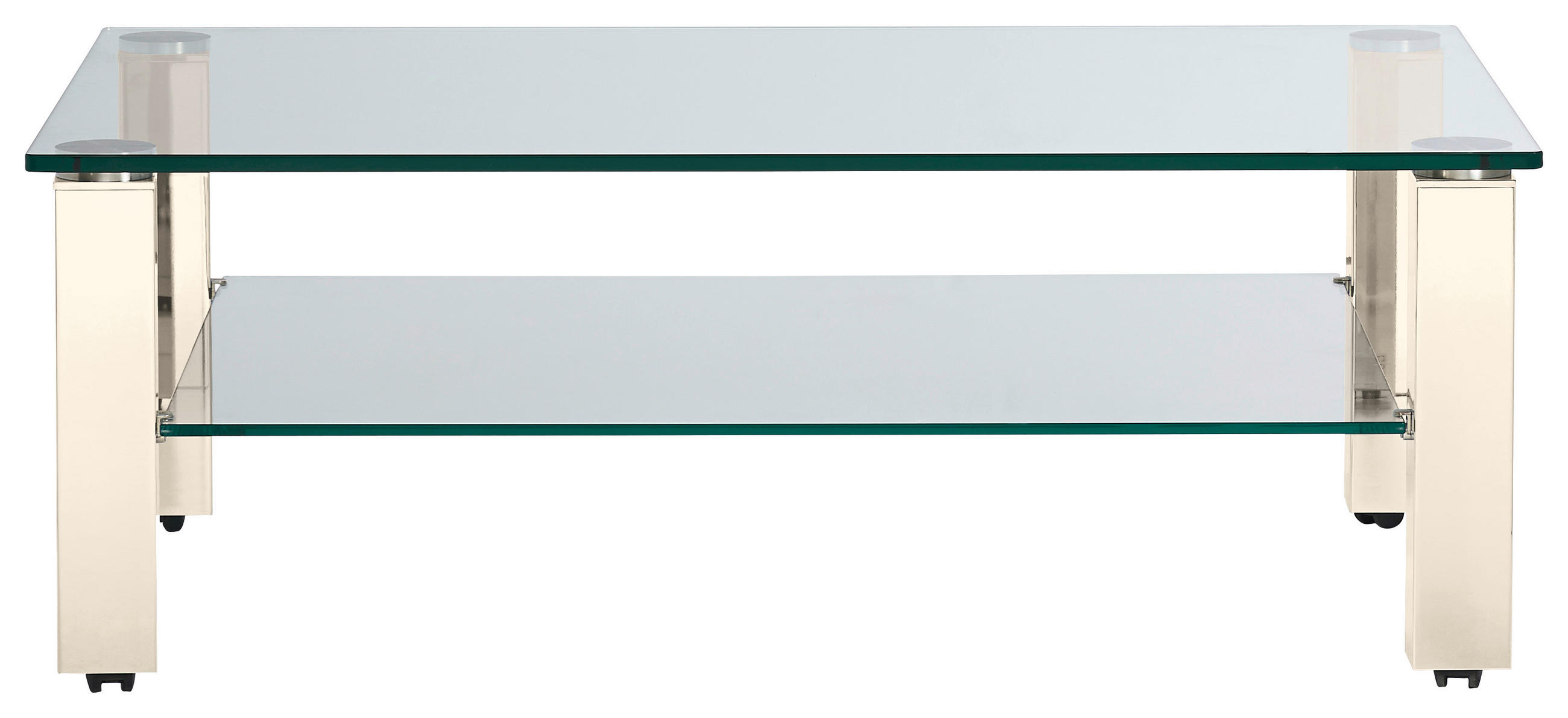 COUCHTISCH in Metall, Glas 110/70/42,5 cm  - Weiss/Creme, Design, Glas/Kunststoff (110/70/42,5cm)