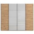 SCHWEBETÜRENSCHRANK 271/235/68 cm 4-türig Grau, Eiche Artisan  - Chromfarben/Eiche Artisan, KONVENTIONELL, Glas/Holzwerkstoff (271/235/68cm) - Novel