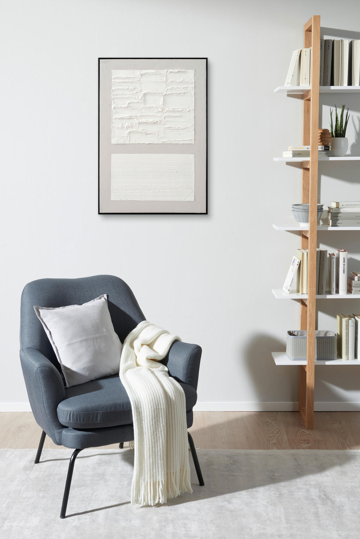 ÖLGEMÄLDE Abstraktes 70/100 cm  - Schwarz/Weiß, Design, Holz/Kunststoff (70/100cm) - Monee