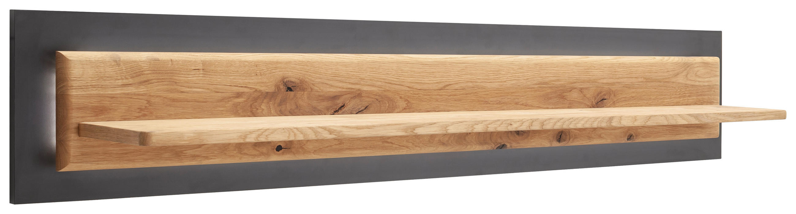 WANDBOARD Balkeneiche furniert, massiv Anthrazit, Wildeiche  - Wildeiche/Anthrazit, Design, Holz/Holzwerkstoff (150/26/23cm) - MID.YOU