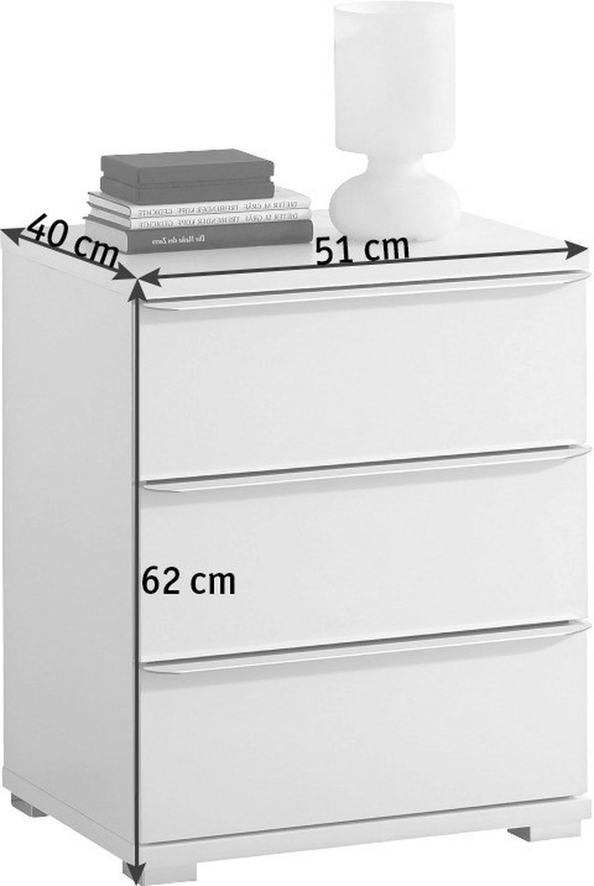 NACHTKÄSTCHEN 51/62/40 cm  in Weiss  - Chromfarben/Weiss, Design, Glas/Holzwerkstoff (51/62/40cm) - Moderano
