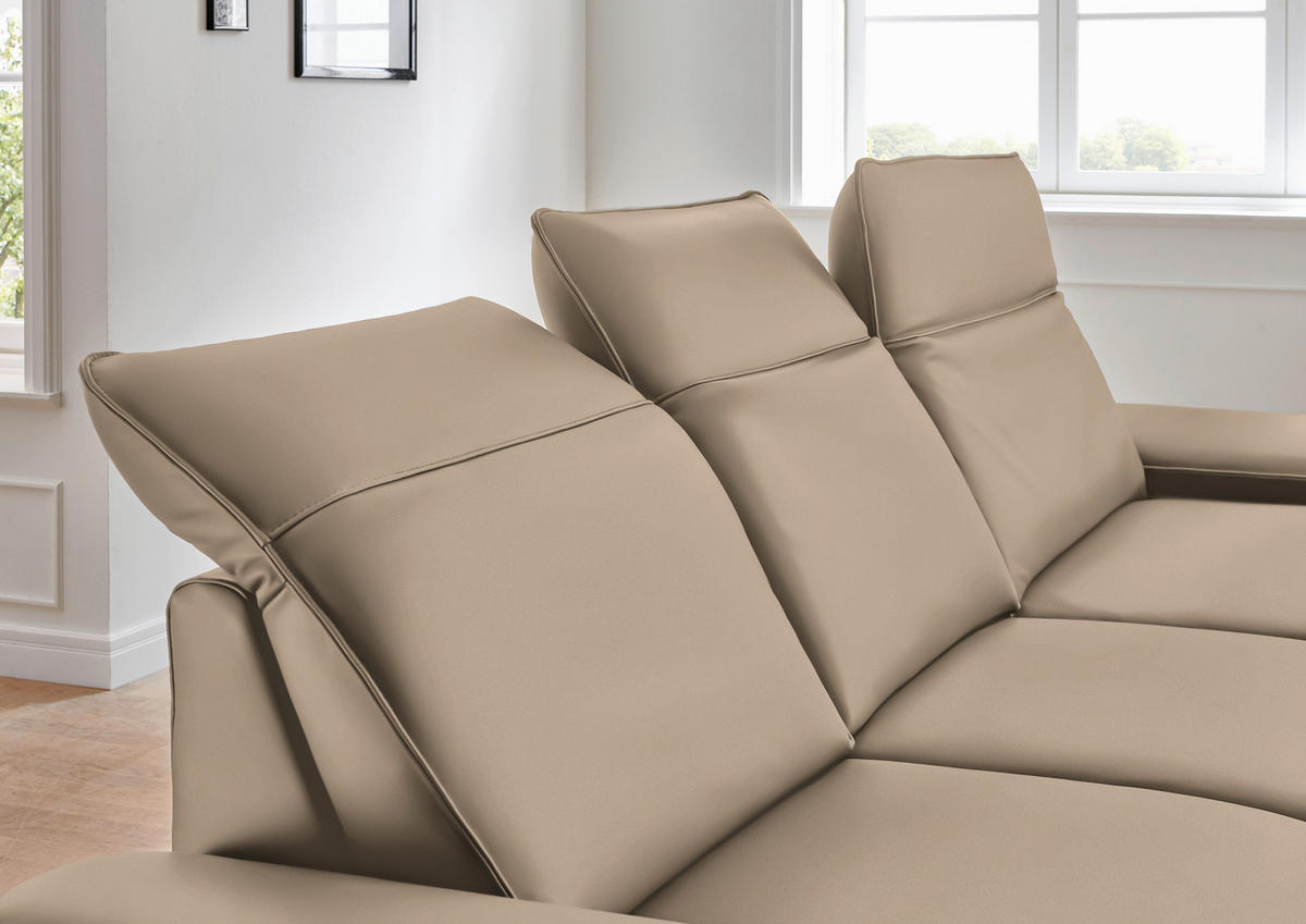 ECKSOFA in Echtleder Hellbraun  - Hellbraun/Schwarz, Design, Leder/Metall (328/193cm) - Dieter Knoll