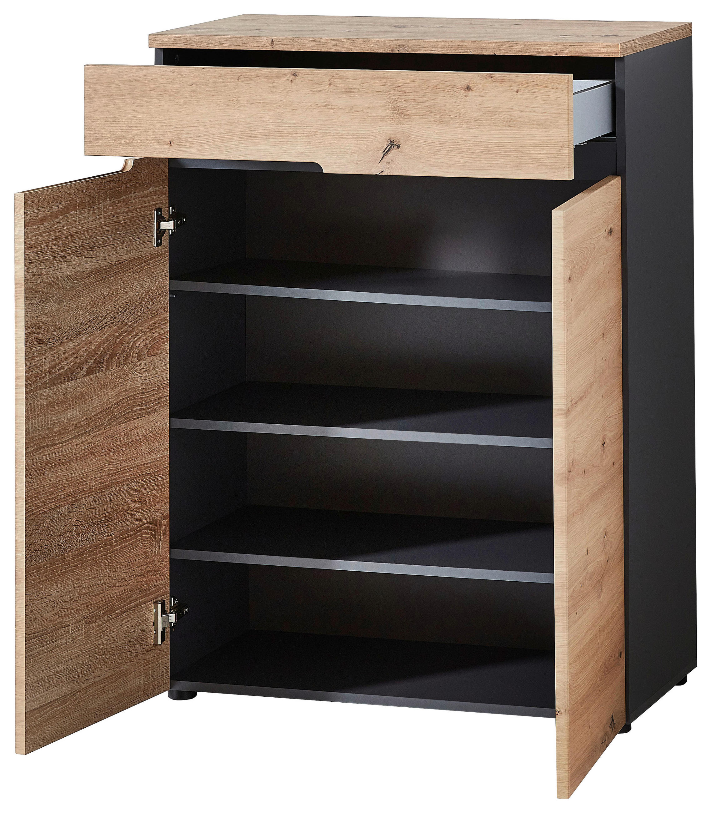 BOTNÍK, barvy grafitu, barvy dubu, 80/107/38 cm - barvy dubu/barvy grafitu, Moderní (80/107/38cm) - Voleo