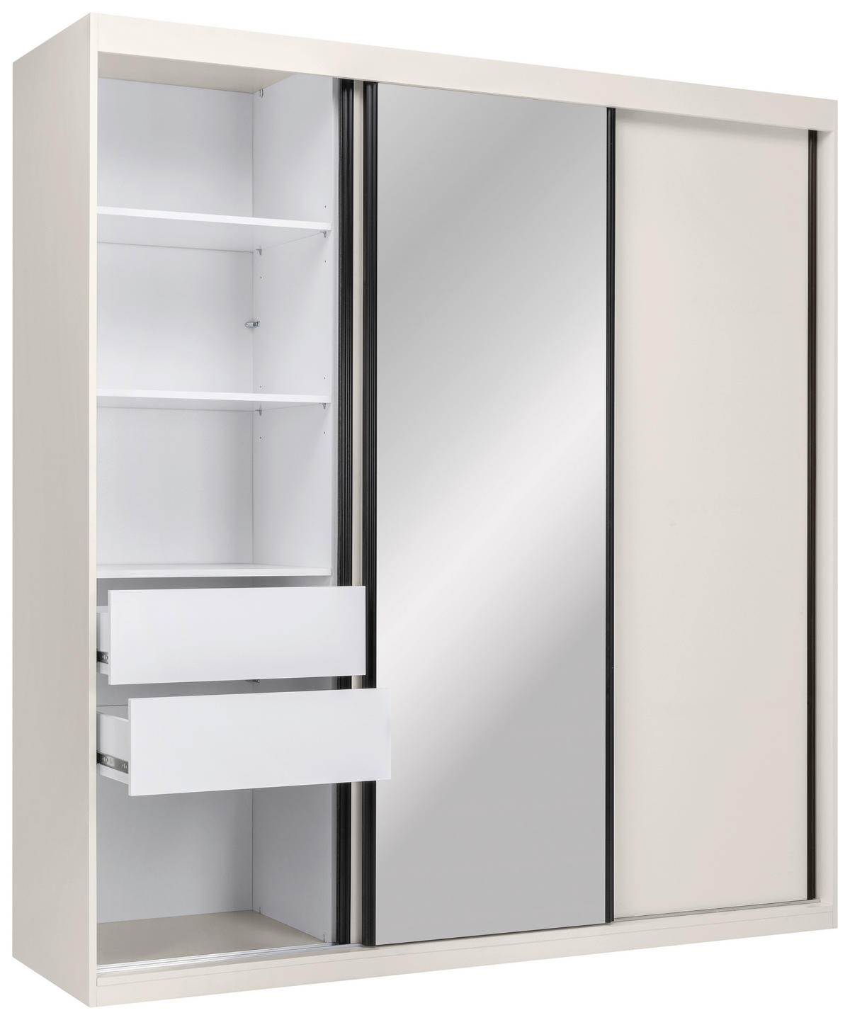 SCHIEBETÜRENSCHRANK 200/215/59,5 cm 3-türig  - Kaschmir/Schwarz, MODERN, Holzwerkstoff/Metall (200/215/59,5cm) - MID.YOU