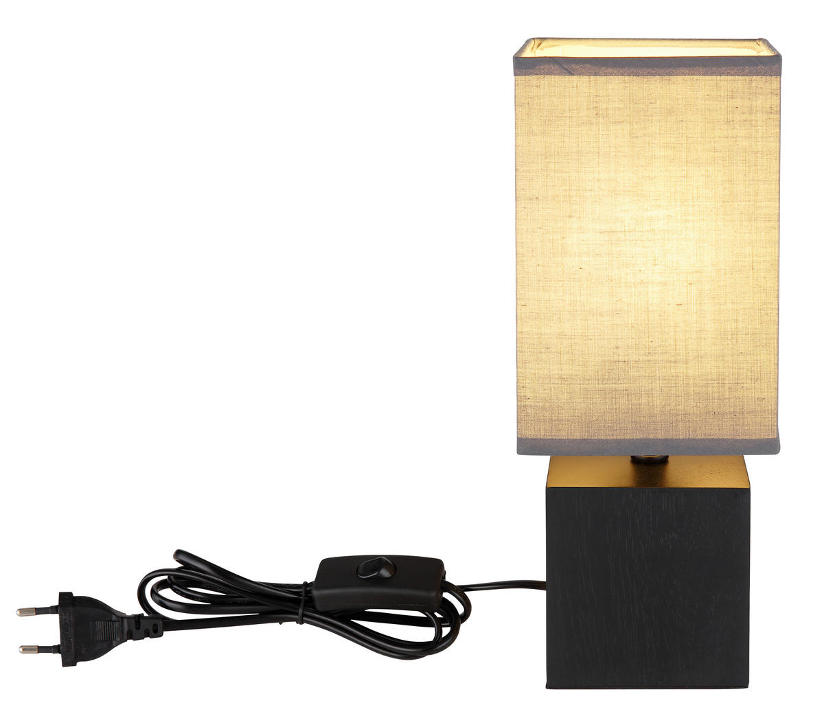 STOLNÁ LAMPA, E27, 12/12/30 cm - čierna/antracitová, Design, drevo/textil (12/12/30cm) - Novel