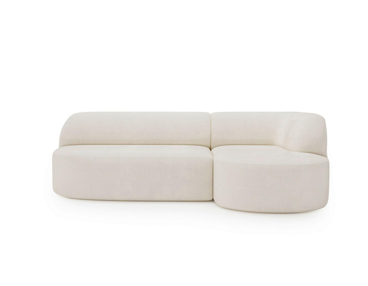ECKSOFA Chenille Creme  - Creme/Schwarz, Design, Kunststoff/Textil (218/156cm) - Livetastic