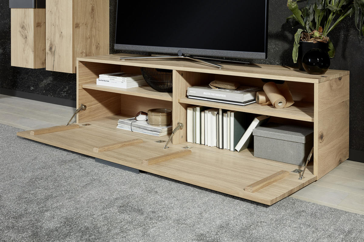WOHNWAND  306/212/47 cm  in Anthrazit, Eichefarben  - Eichefarben/Anthrazit, Natur, Holz/Metall (306/212/47cm) - Voglauer