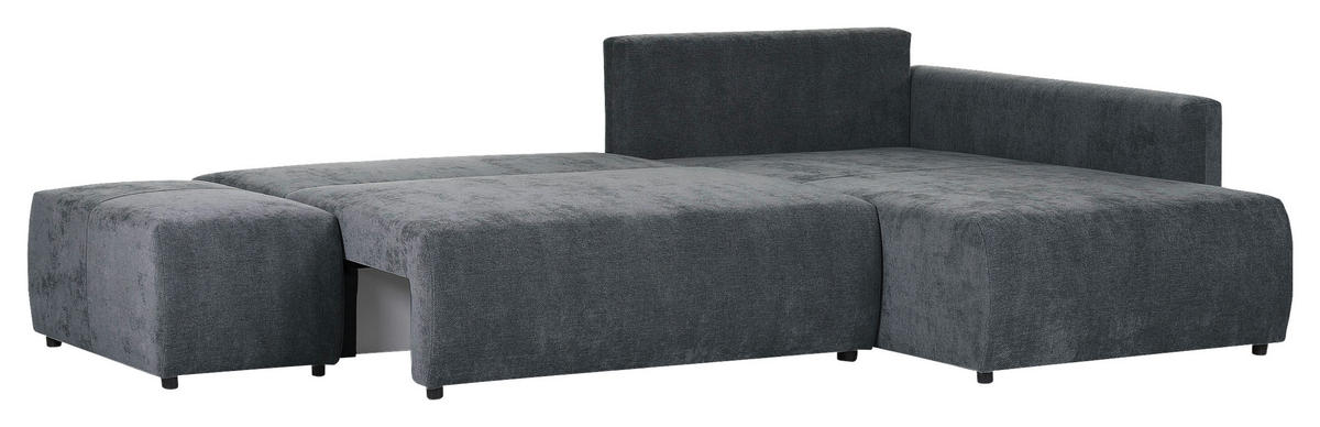 ECKSOFA in Flachgewebe Dunkelgrau  - Dunkelgrau/Schwarz, KONVENTIONELL, Kunststoff/Textil (295/200cm) - Carryhome