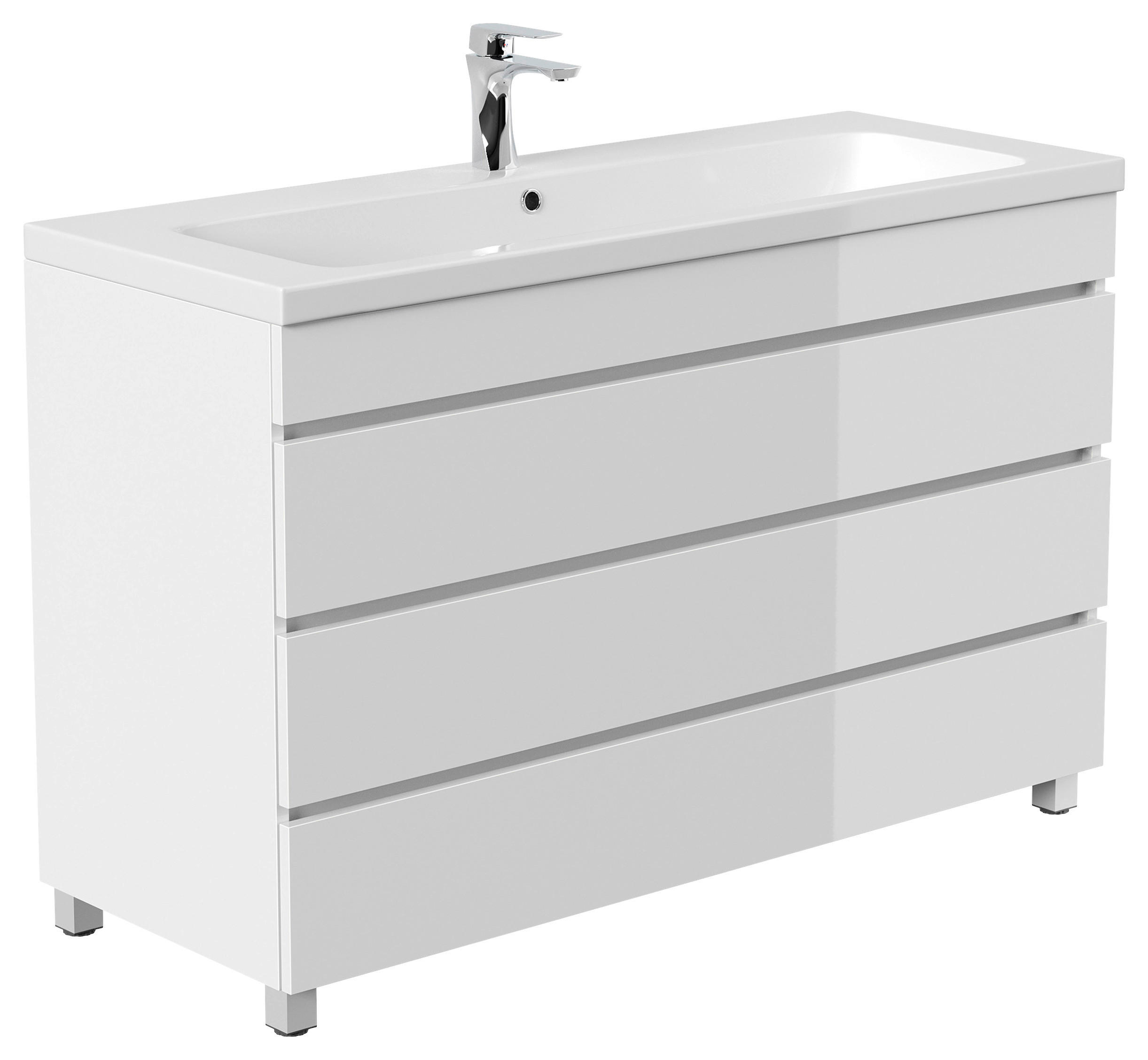 WASCHTISCHKOMBI 120 cm  - Weiß Hochglanz/Weiß, Basics, Holzwerkstoff/Stein (120cm) - MID.YOU