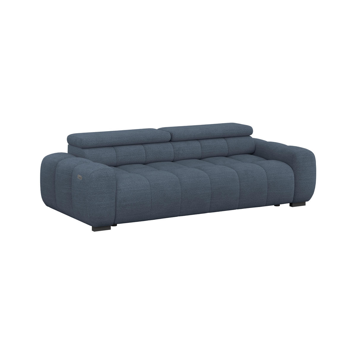 BIGSOFA inkl. mot. Funktion Webstoff Blau  - Blau/Schwarz, Design, Kunststoff/Textil (248/77-97/108cm) - Welnova
