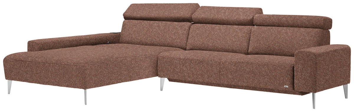 ECKSOFA  in Mikrovelours Terracotta  205/308 cm  - Terracotta/Alufarben, Design, Textil/Metall (205/308cm) - Sedda