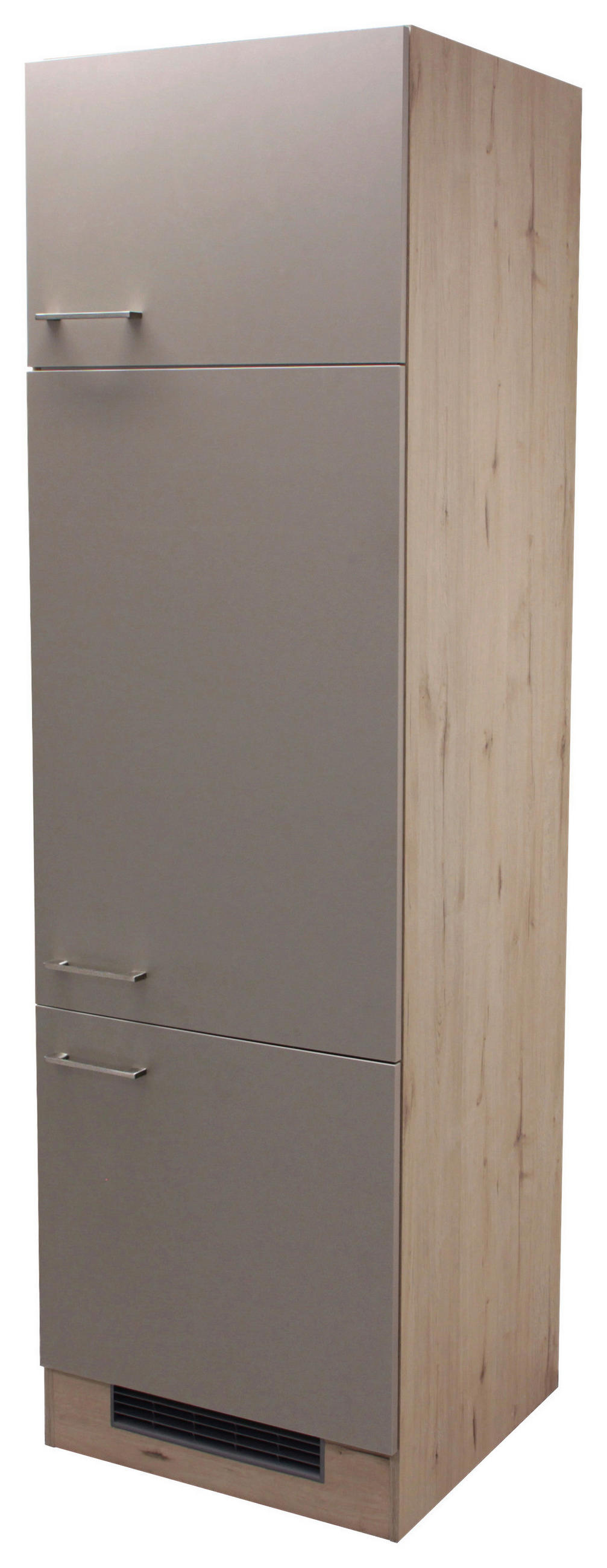 GERÄTEUMBAUSCHRANK 60/200/57 cm  in Champagner, Eiche San Remo  - Edelstahlfarben/Champagner, MODERN, Holzwerkstoff/Metall (60/200/57cm) - FlexWell