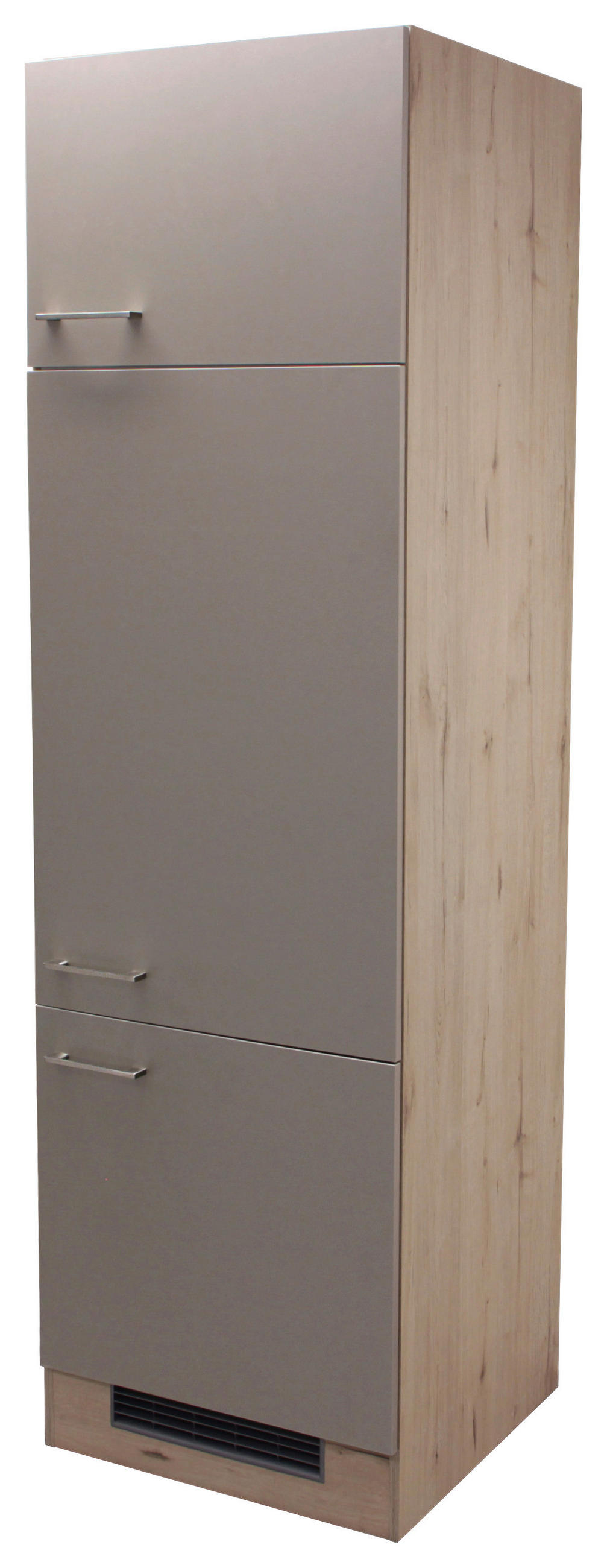 GERÄTEUMBAUSCHRANK 60/200/57 cm  in Champagner, Eiche San Remo  - Champagner/Edelstahlfarben, MODERN, Holzwerkstoff/Metall (60/200/57cm) - FlexWell