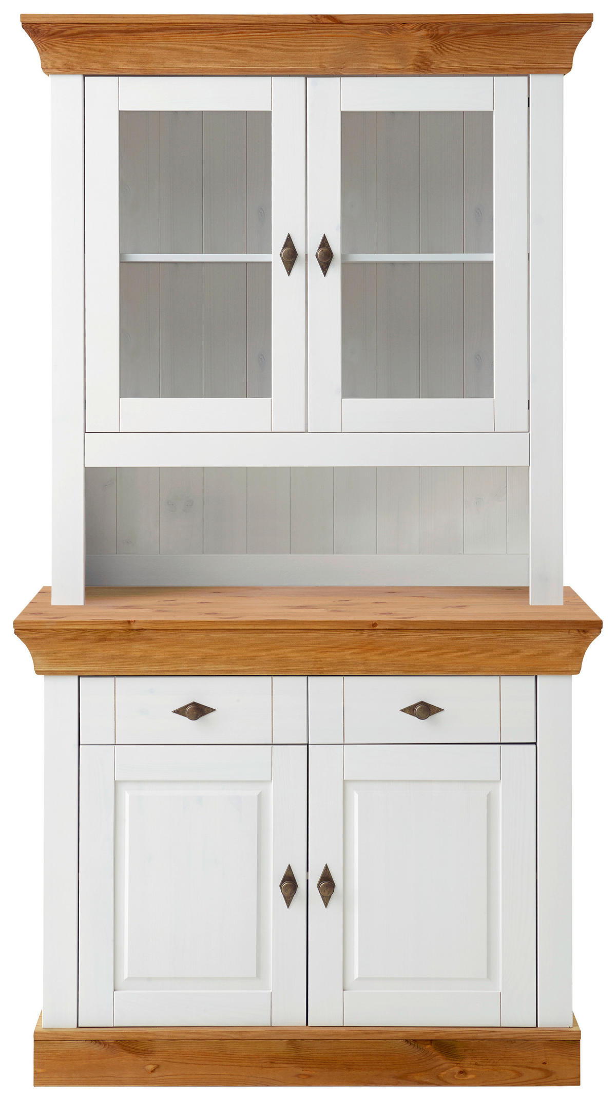 BUFFET 108/197/45 cm  in Weiß, Bernsteinfarben  - Bernsteinfarben/Weiß, ROMANTIK / LANDHAUS, Glas/Holz (108/197/45cm) - Boxxx
