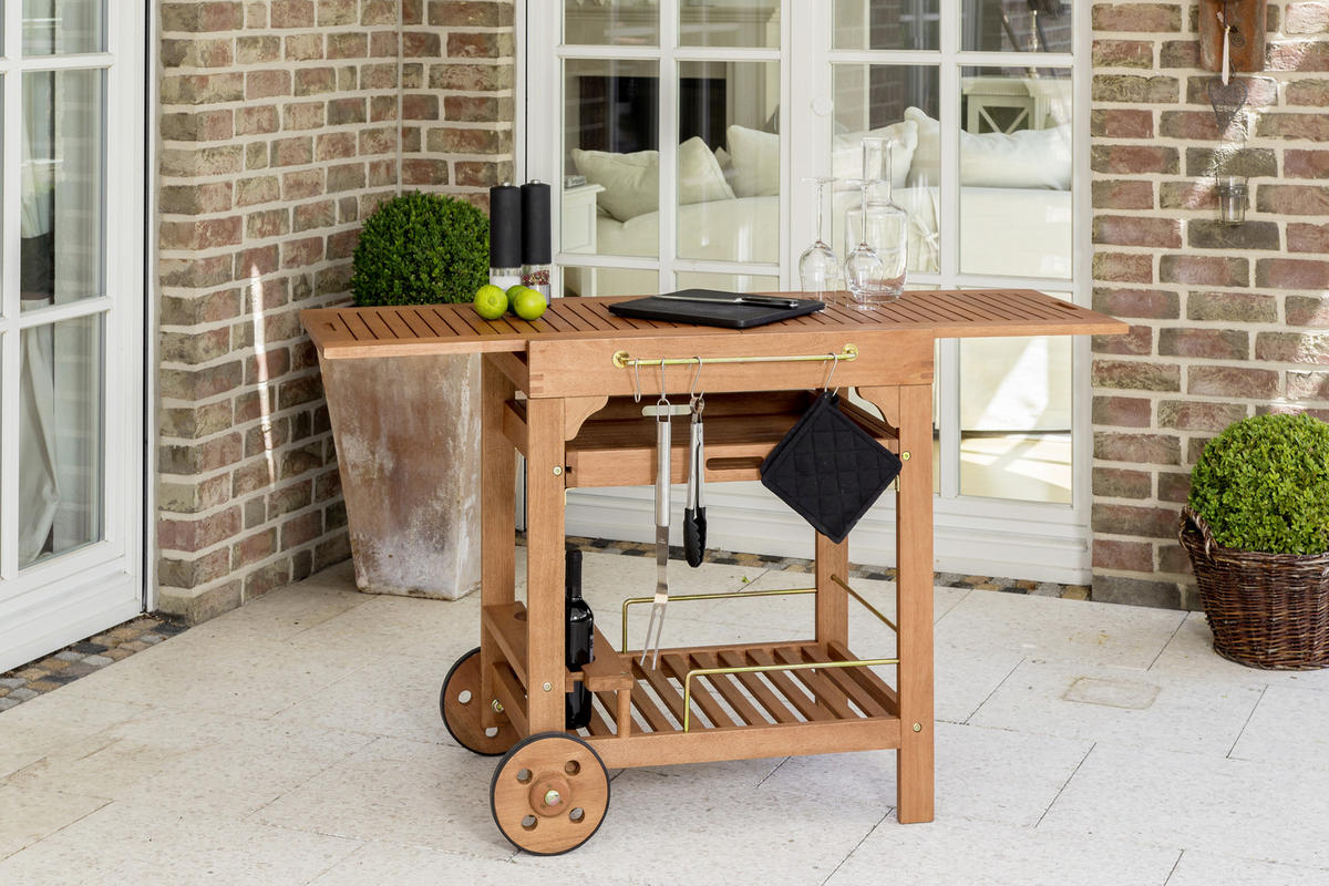 GARTEN-SERVIERWAGEN Holz  - Naturfarben, KONVENTIONELL, Holz/Metall (75/75/84cm) - Gardenson