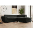 ECKSOFA Anthrazit Flachgewebe Schlaffunktion, Rücken echt, Kopfteilverstellung, Liegefläche im Originalstoff  - Anthrazit/Schwarz, KONVENTIONELL, Kunststoff/Textil (266/220cm) - Carryhome