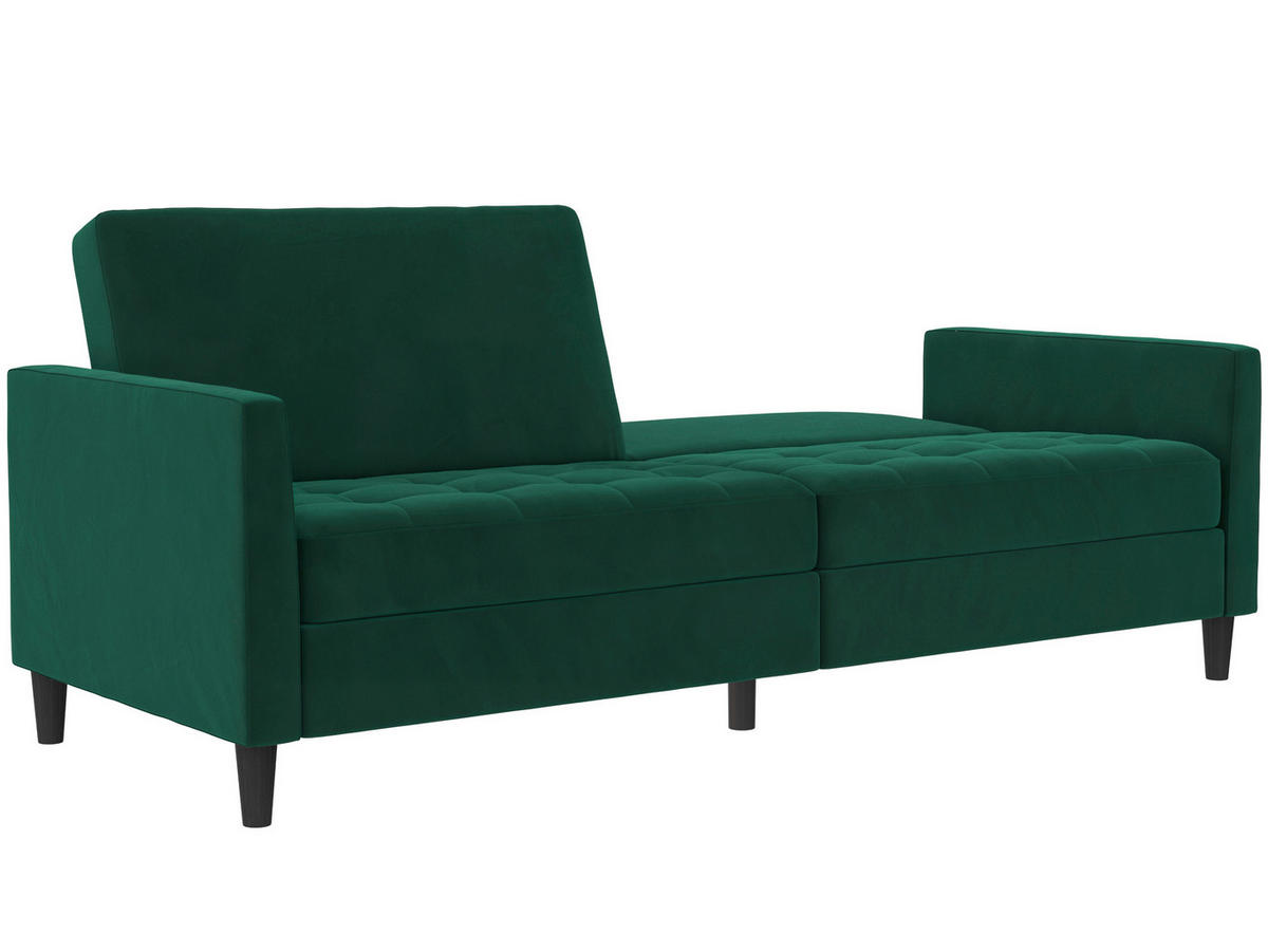 SCHLAFSOFA Velours Dunkelgrün  - Dunkelgrün/Schwarz, Basics, Kunststoff/Textil (207/86/86cm) - Livetastic