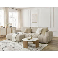 ECKSCHLAFSOFA FUJI Bouclé Beige  inkl.  - Beige/Schwarz, MODERN, Kunststoff/Textil (160/292cm)