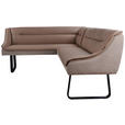 ECKBANK 178/237 cm Webstoff Echtleder Taupe   - Taupe/Schwarz, Design, Leder/Textil (178/237cm) - Novel
