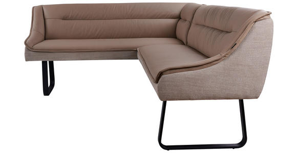 ECKBANK 178/237 cm Webstoff Echtleder Taupe - Taupe/Schwarz, Design, Leder/Textil (178/237cm) - Novel