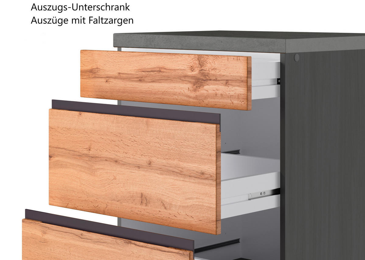 ECKKÜCHE 240/360 cm  in Graphitfarben, Eiche Wotan  - Eiche Wotan/Graphitfarben, Design, Holzwerkstoff (240/360cm) - Held