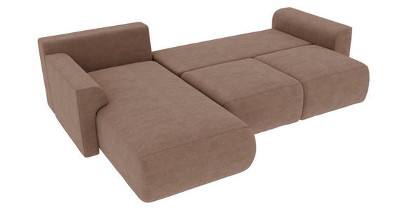 ECKSOFA Taupe Lederlook - Taupe/Chromfarben, KONVENTIONELL, Kunststoff/Textil (195/293cm) - Carryhome