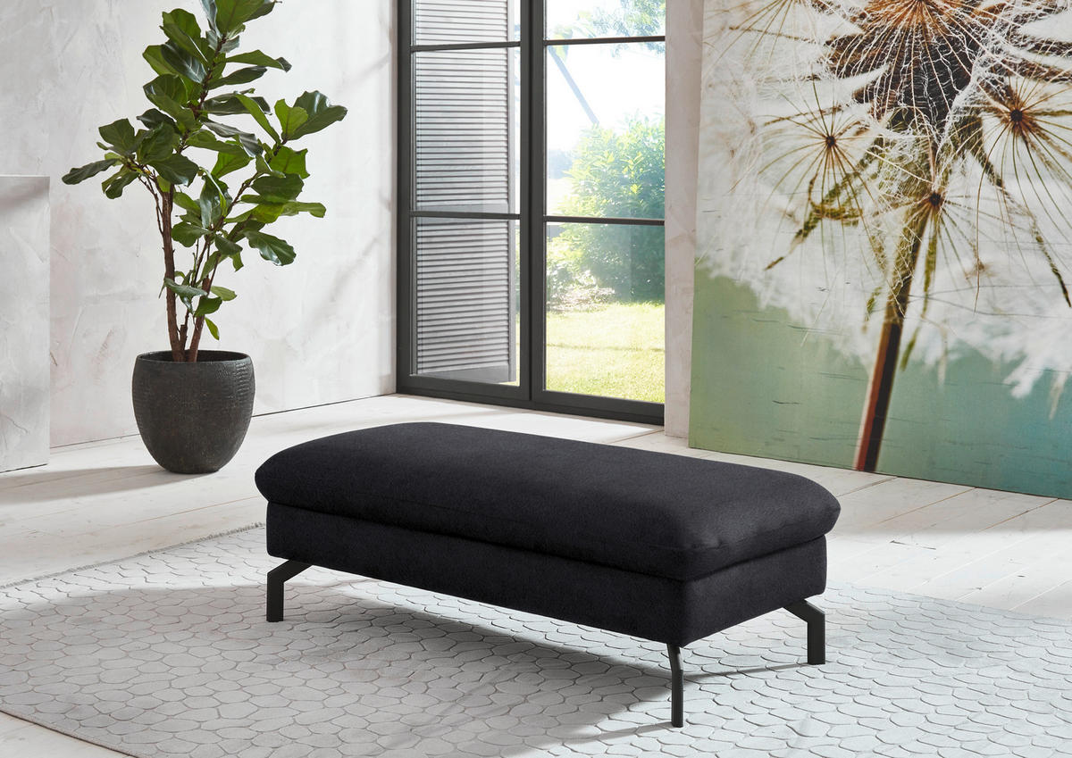 ECKSOFA in Velours Anthrazit  - Anthrazit/Schwarz, Design, Textil/Metall (179/306cm) - Beldomo System