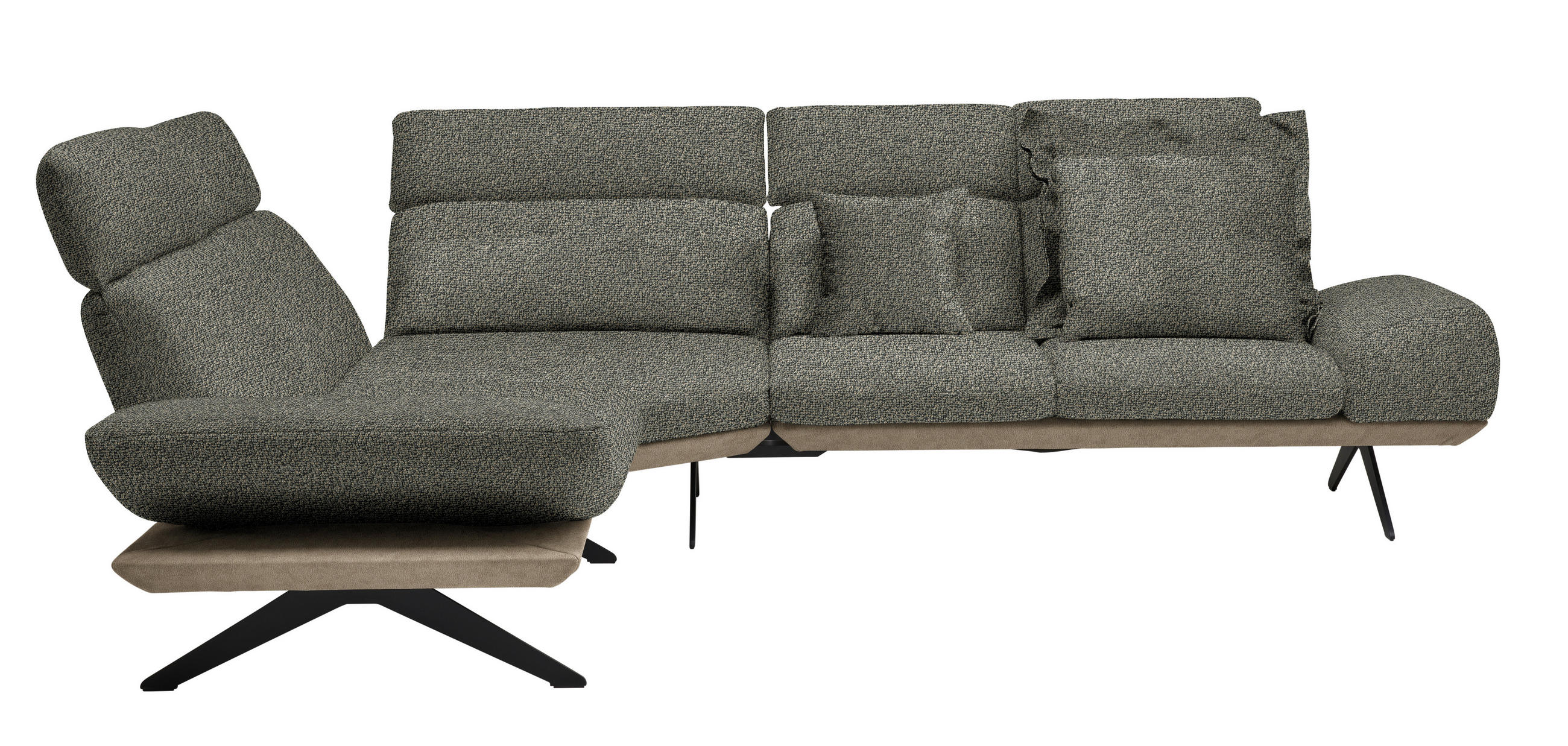 ECKSOFA in Flachgewebe Graubraun  - Graubraun/Schwarz, Design, Textil/Metall (239/270cm) - Koinor