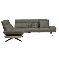 ECKSOFA in Flachgewebe Graubraun  - Graubraun/Schwarz, Design, Textil/Metall (239/270cm) - Koinor