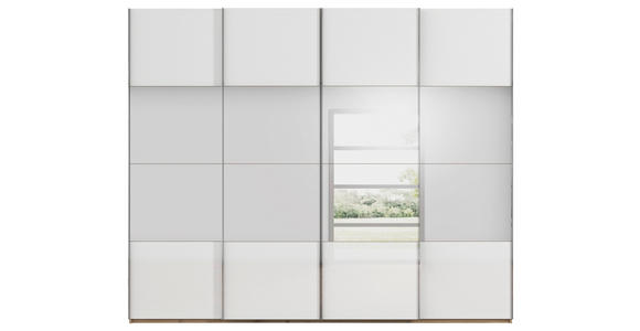 SCHWEBETÜRENSCHRANK 271/223/68 cm 4-türig Weiß, Eiche Artisan  - Chromfarben/Weiß, Design, Glas/Holzwerkstoff (271/223/68cm) - Novel