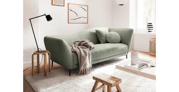 RÉCAMIERE Salbeigrün Chenille Zierkissen, Rücken echt  - Salbeigrün/Schwarz, KONVENTIONELL, Textil/Metall (224/70/97cm) - Hom`in