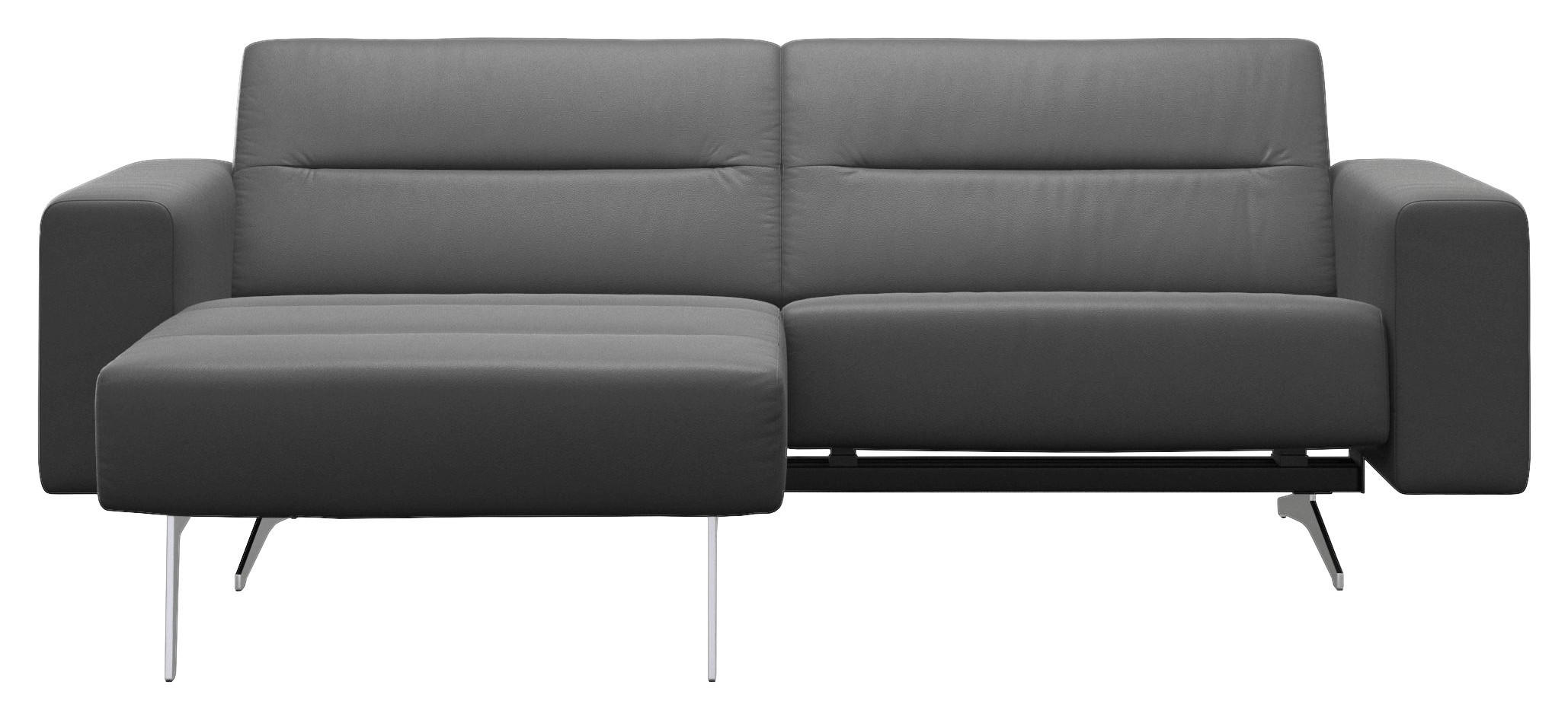 ECKSOFA Dunkelgrau Echtleder Rücken echt  - Chromfarben/Dunkelgrau, Design, Leder/Metall (165/228cm) - Stressless
