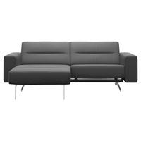 ECKSOFA Dunkelgrau Echtleder Rücken echt  - Chromfarben/Dunkelgrau, Design, Leder/Metall (165/228cm) - Stressless