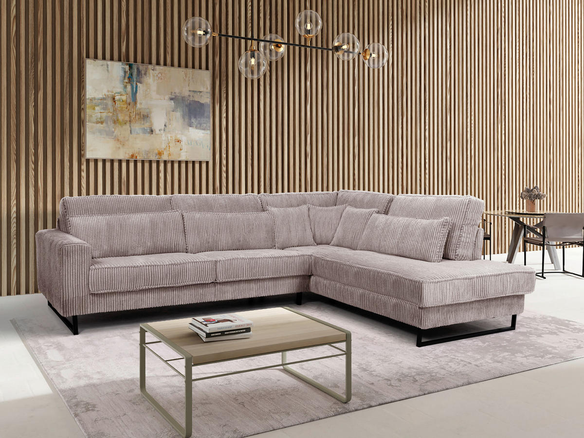ECKSOFA ICON Cappuccino Cord Zierkissen, Rückenkissen, Nierenkissen  - Schwarz/Cappuccino, KONVENTIONELL, Textil/Metall (284/253cm) - Livetastic