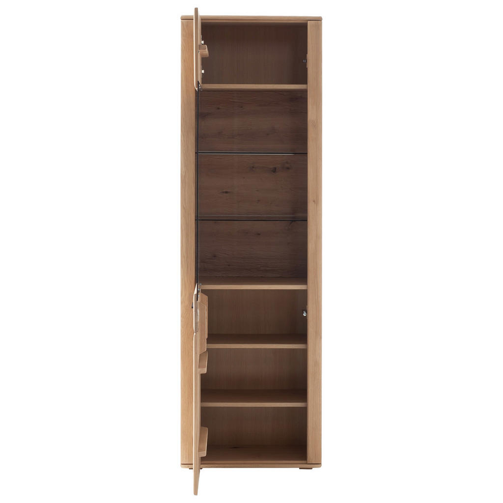 Thumbnail - Cantus Vitrine, Eiche, Glas, Holzwerkstoff, Asteiche, Balkeneiche, furniert, massiv, 6 Fächer, 64x208x37 cm, Beimöbel er...