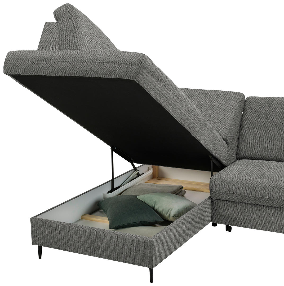 ECKSOFA in Chenille Dunkelgrau  - Dunkelgrau/Schwarz, Modern, Holz/Textil (184/241cm) - Carryhome