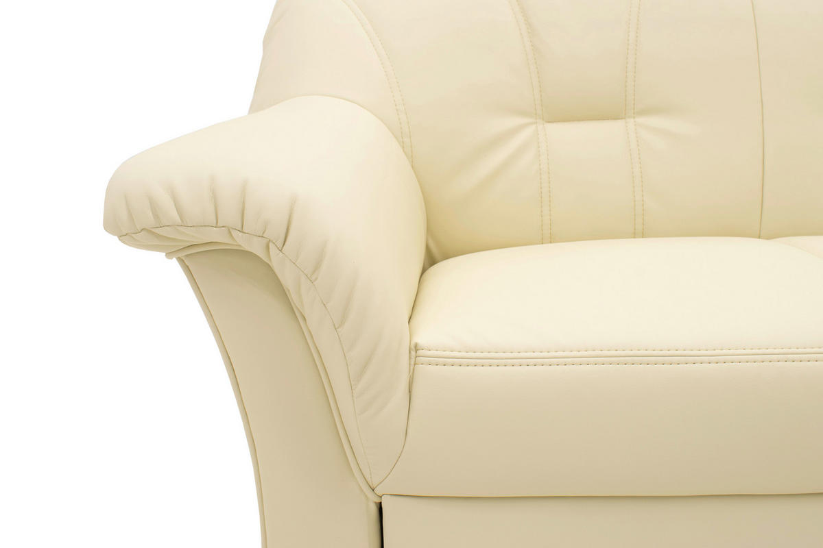 ECKSCHLAFSOFA Beige Lederlook  - Beige/Schwarz, KONVENTIONELL, Kunststoff/Textil (243/180cm) - MID.YOU