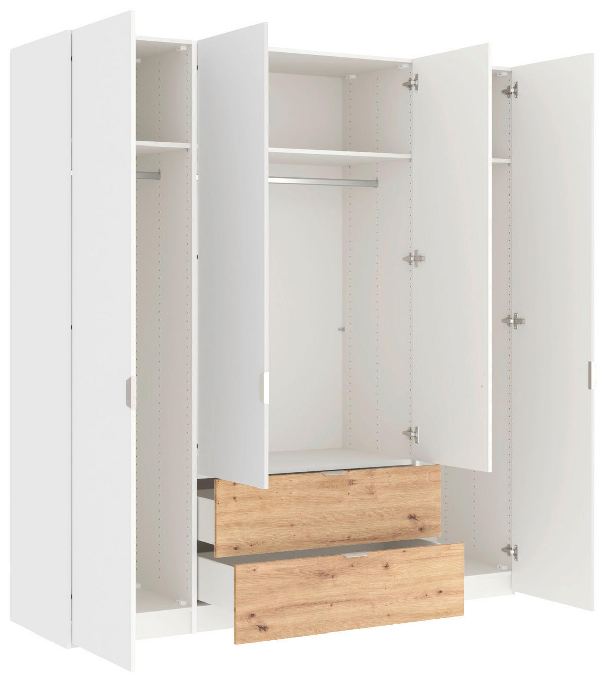 DREHTÜRENSCHRANK  in Weiß, Eiche Artisan  - Edelstahlfarben/Weiß, KONVENTIONELL, Holzwerkstoff/Metall (203/220/59cm) - Jutzler