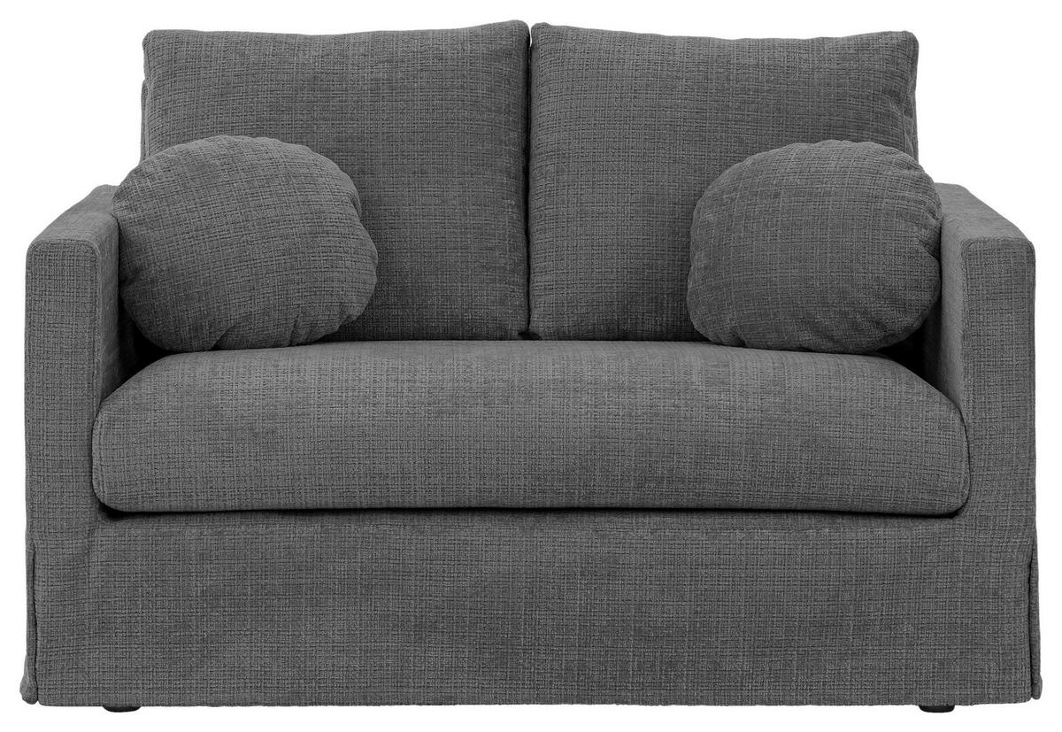 2-SITZER-SOFA PAPHOS in Chenille Dunkelgrau  - Dunkelgrau/Schwarz, Design, Kunststoff/Textil (140/89/95cm) - P & B