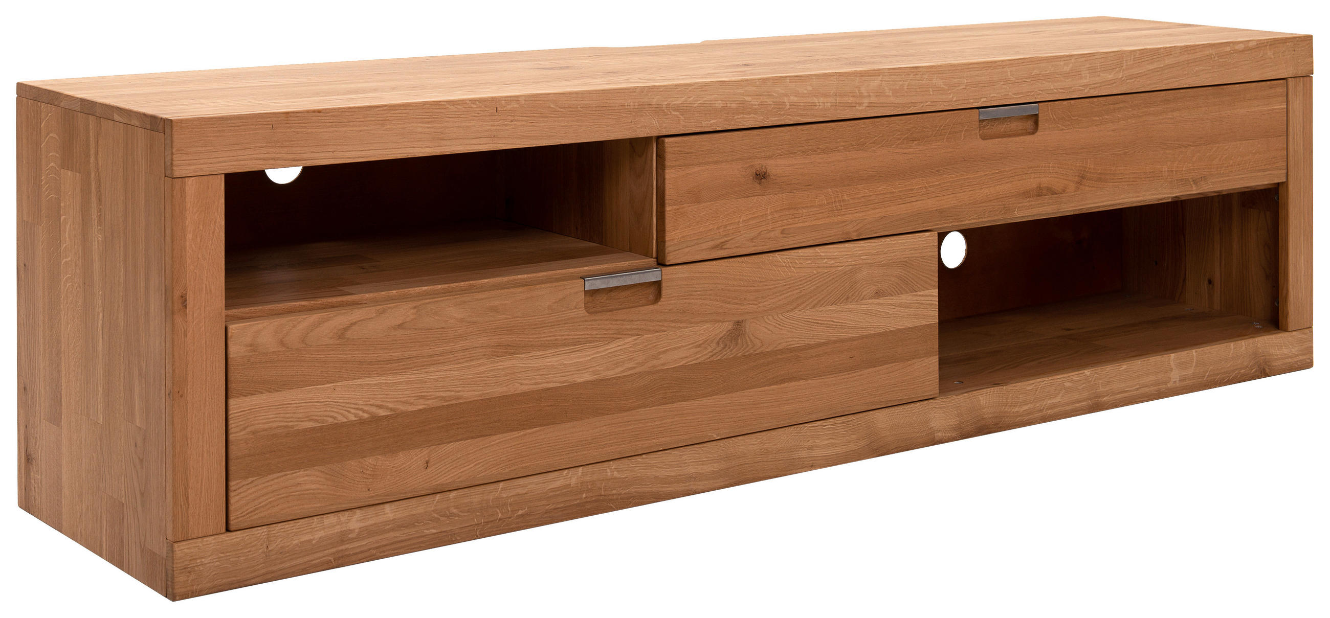 TV-ELEMENT Wildeiche massiv Wildeiche  - Wildeiche/Alufarben, Natur, Holz (200/54/42cm) - Carryhome