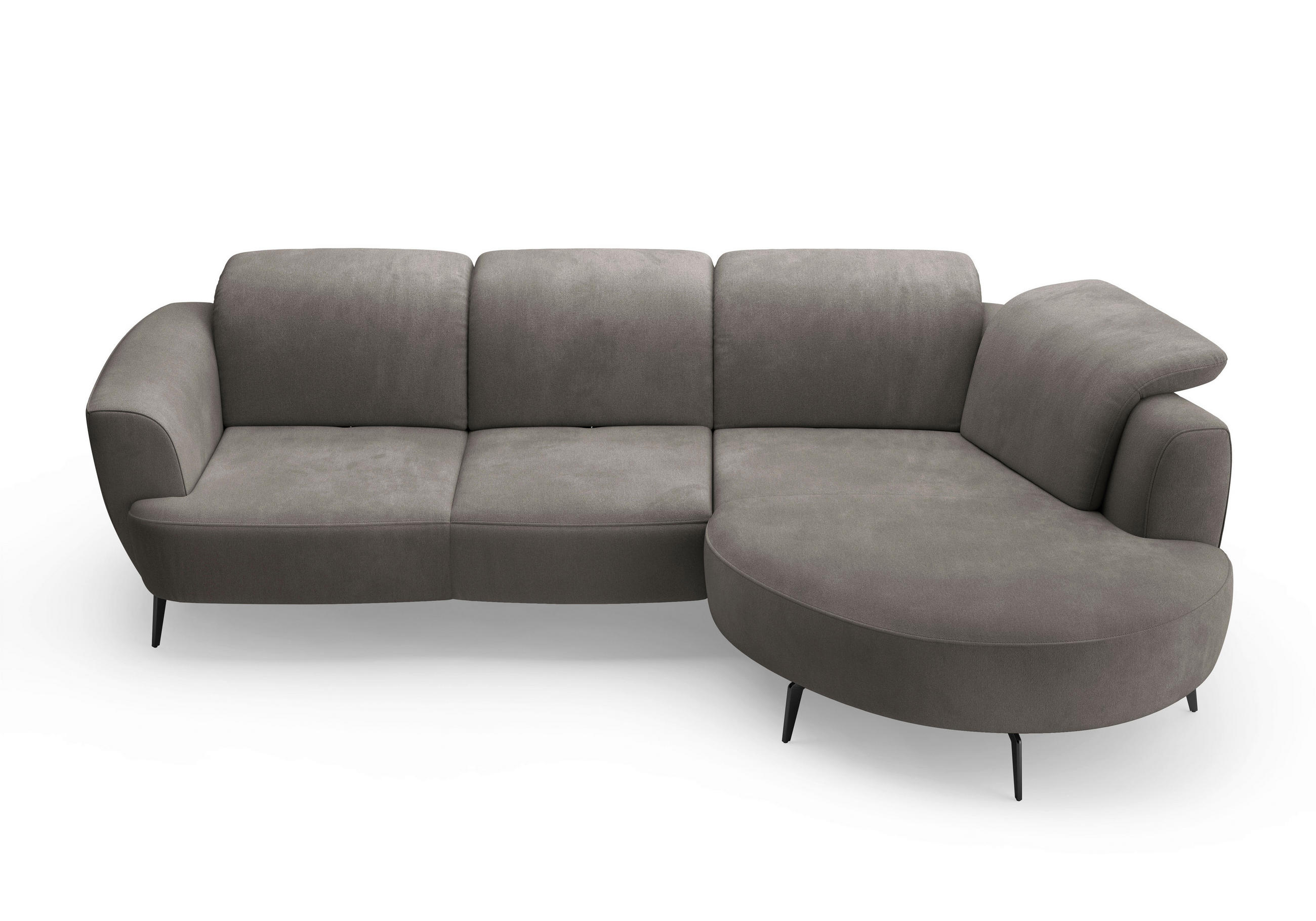 ECKSOFA ZOE E in Flachgewebe Graphitfarben  309/199 cm  - Schwarz/Graphitfarben, KONVENTIONELL, Textil/Metall (309/199cm) - Sit & More