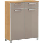 SCHUHSCHRANK Santina  in 84/108/37 cm  - Taupe/Chromfarben, Design, Glas/Holzwerkstoff (84/108/37cm) - Novel