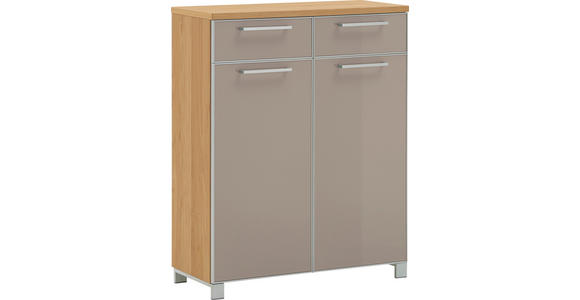 SCHUHSCHRANK Santina  in 84/108/37 cm  - Taupe/Chromfarben, Design, Glas/Holzwerkstoff (84/108/37cm) - Novel