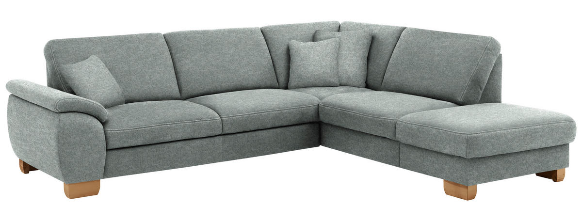 ECKSOFA in Mikrofaser Grau  - Wildeiche/Beige, Natur, Holz/Textil (286/236cm) - Voleo