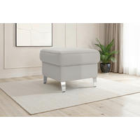 HOCKER Leder Hellgrau  - Chromfarben/Hellgrau, Basics, Leder/Metall (58/48/58cm) - Sit & More
