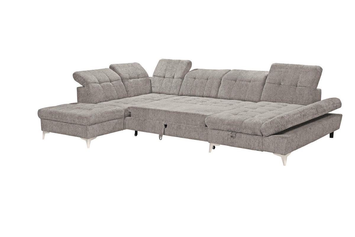 WOHNLANDSCHAFT Mikrovelours Taupe  - Taupe/Kaschmir, Modern, Kunststoff/Textil (245/348/168cm) - MID.YOU