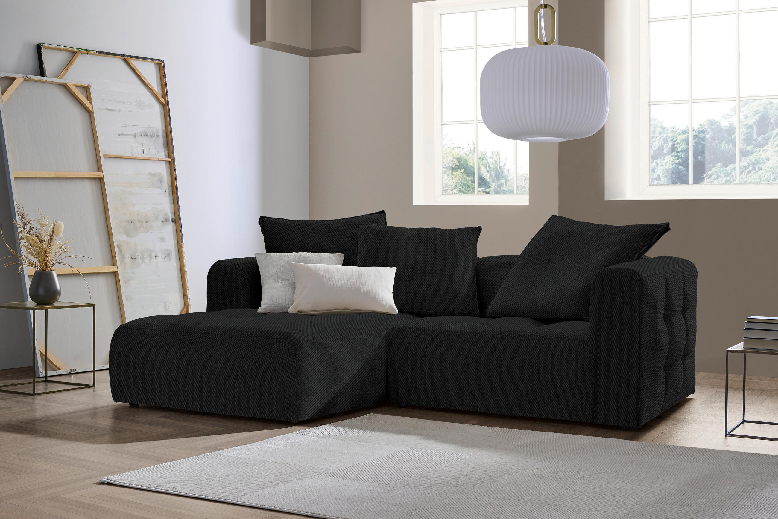 ECKSOFA in Webstoff Schwarz  - Schwarz, Modern, Kunststoff/Textil (173/240cm) - Stylife