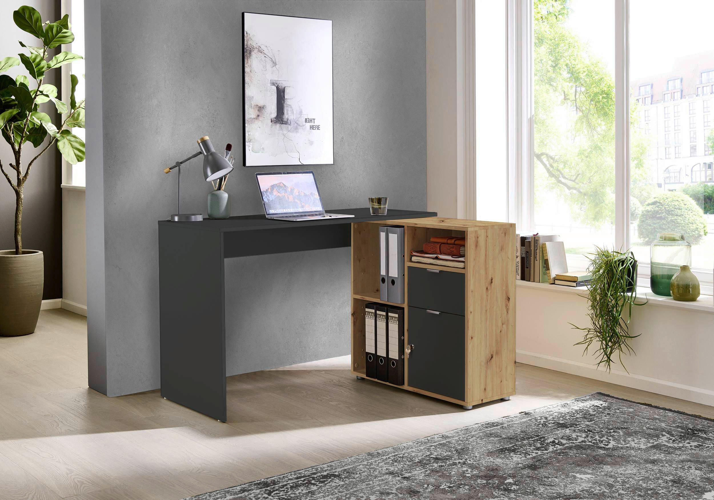 SCHREIBTISCHKOMBINATION 110/85/74 cm  in Anthrazit, Eiche Artisan  - Anthrazit/Eiche Artisan, MODERN, Holzwerkstoff (110/85/74cm) - MID.YOU