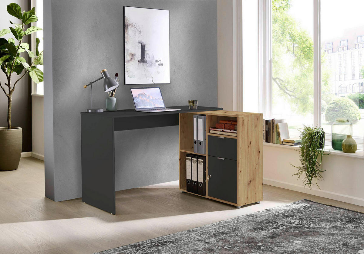 SCHREIBTISCHKOMBINATION 110/85/74 cm  in Anthrazit, Eiche Artisan  - Anthrazit/Eiche Artisan, MODERN, Holzwerkstoff (110/85/74cm) - MID.YOU